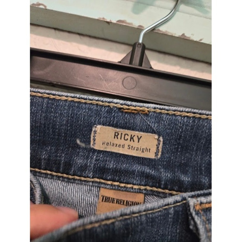 True Religion Ricky Relaxed Straight Jeans Blue Mens Size 36 - Picture 2 of 7